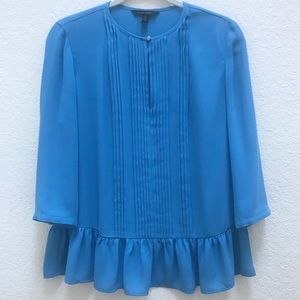 Banana Republic Blue Blouse Peplum Hem Petite EUC